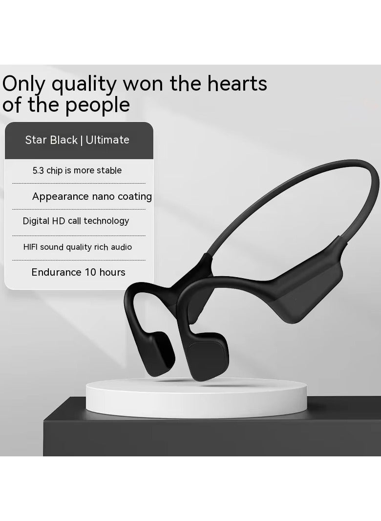 caijin i18Pro Wireless Bone Conduction Headphones, Open-Ear Bluetooth 5.3 Headset with HD Call, Hi-Fi Sound, 15H Long Battery Life, Sweatproof for Sports, Running, Gym, Black - Image 2